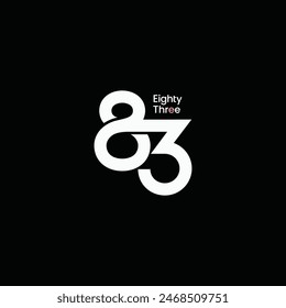 83 number eighty three minimal logo template. Vector illustration