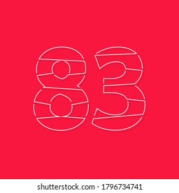 83 Zahl, lineare Schlagrichtung. Modernes trendiges, kreatives Design.