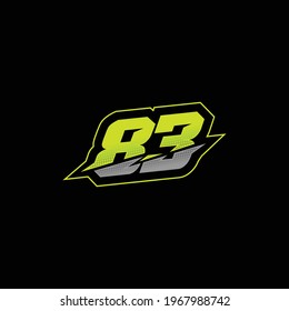 83 number racing design vector