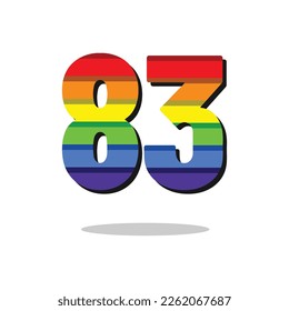 83 Number Rainbow Color Logo Design Template Inspiration, Vector Illustration.