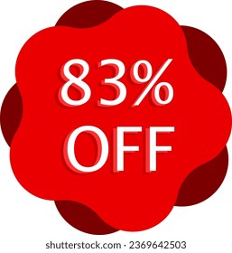 83% descuento en el anuncio de mercadeo de vectores rojos e ilustraciones en fondo blanco