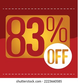 83% de descuento. banner rojo y naranja con globo flotante para promociones y ofertas