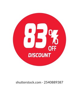 83% OFF Sale Discount Banner offer price tag. Special offer sale red label. Vector Modern Sticker Illustration Background