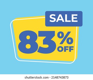 83% off tag eighty three percent discount sale blue letter yellow background