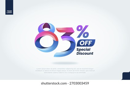 83 Percent Off Banner Vector with Modern 3D Gradient Typography for Sale Promotion