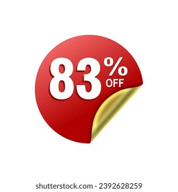 83 Percent .Special offer sale red and golden sticker tag. vector illustration