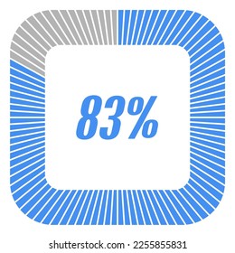 83 percent square shape percentage diagram for infographics,documents or reports. vector.