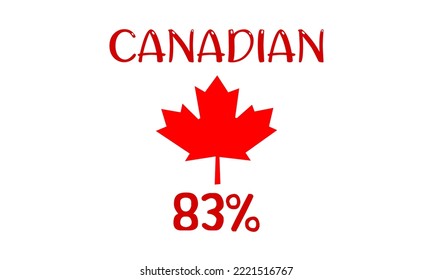 83% percentage Canadian sign label vector art illustration with fantastic font and white background. Canada vector symbol maple leaf clip art.