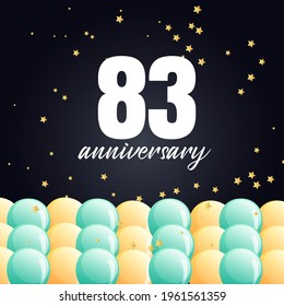 Celebración del 83 aniversario, diseño vectorial para celebraciones, tarjetas de invitación y tarjetas de felicitación