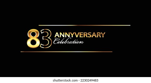 83 Year Anniversary celebration Vector Design. 83rd Anniversary celebration. Gold Luxury Banner of 83rd Anniversary celebration.  Vector anniversary