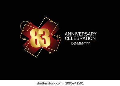 83 year anniversary red color, minimalist logo years, jubilee, greeting card. invitation on Grey background - Vector