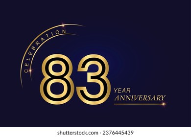 83 year anniversary vector banner template.Dark Blue Golden Royal anniversary Graphics Background.Growing Elegant Shine Spark. Luxury Premium Corporate Abstract Design Template.modern Shape Post.