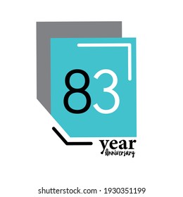 Diseño de plantilla vectorial de 83 años Ilustración Caja azul Elegante fondo blanco