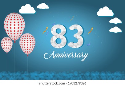 83 years anniversary celebration logo vector template design illustration