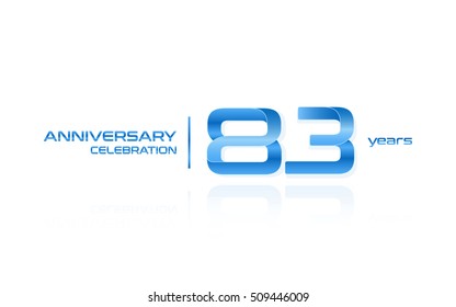 83 years anniversary celebration logo, blue, isolated on white background