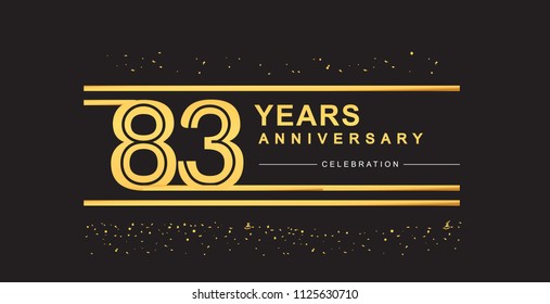 83 years anniversary celebration logotype with golden multiple line and confetti golden color isolated on black background, vector design for greeting card and invitation card
