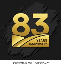 83 years anniversary celebration, anniversary celebration template design with gold color isolated on black brush background. vector template illustration svg