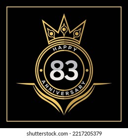 83 years anniversary design with crown  template. Vector and illustration. Anniversary logo.
