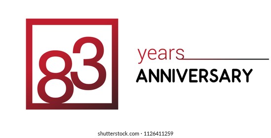 83 years anniversary design logotype with red color in square isolated on white background for anniversary celebration 