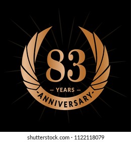 83 years anniversary. Elegant anniversary design. 83 years logo.