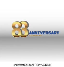 83 years Anniversary golden font with white background. golden number with blue and golden text. Simple design anniversary. Shadow in behind number and text. My all design can see in my portofolio