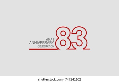 83 years anniversary linked logotype with red color isolated on white background for company celebration event