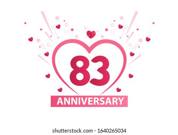 83 Years Anniversary Logo Celebration With Love for celebration event, birthday, wedding, greeting card, and invitation