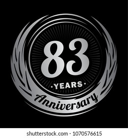 83 years anniversary. Anniversary logo design. 83 years logo.