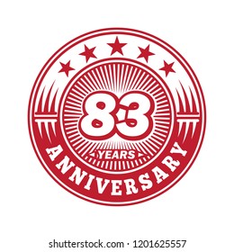 83 years anniversary. Anniversary logo design. Vector and illustration.