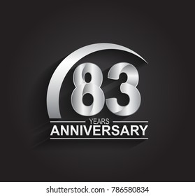 83 years anniversary logotype design with silver color isolated on black background for company celebration