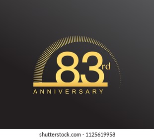 83 years anniversary logotype with single line golden color and golden ring for anniversary celebration