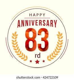 83 Years Anniversary with Low Poly Design and Laurel Ornaments