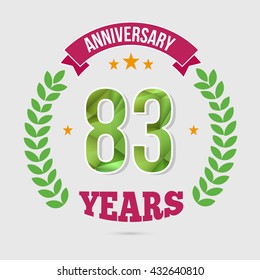 83 Years Anniversary with Low Poly Design and Laurel Ornaments