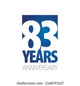 83 Years Anniversary negative space numbers blue white logo icon banner svg