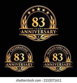 83 years anniversary set. 83rd celebration logo collection. Vector and illustration. 
