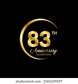 83 años. Concepto de diseño de plantilla de aniversario con número de oro , diseño para evento, tarjeta de invitación, tarjeta de saludo, banner, afiche, volante, portada de libro e impresión. Vector Eps10