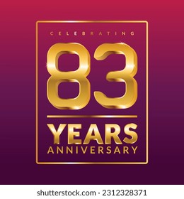 Mapa de bandera vectorial de 83 años.banner de celebración de cumpleaños con números de oro