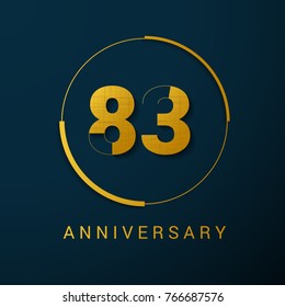 83 Years Anniversary Vector Logo Design Isolated on Dark Background