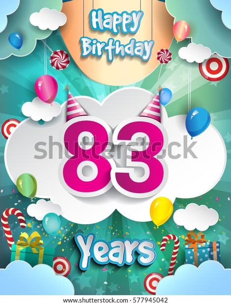 83 Years Birthday Design Greeting Cards Stock Vector (Royalty Free ...