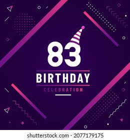 83 years birthday greetings card, 83rd birthday celebration background free vector.