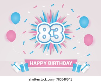 83 Years Colorful Happy Birthday Card Stock Vector (Royalty Free ...