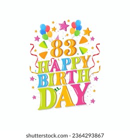 83 years happy birthday logo with balloons, vector illustration 83rd Birthday Celebration design svg
