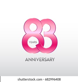 83 years pink anniversary. with overlapping number. for business, corporate, wedding, love, valentine logo celebration