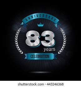83 Years Silver anniversary logo, low poly design number