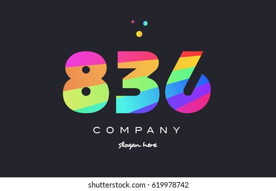 836 creative color green orange blue magenta pink number digit company logo vector icon spectrum