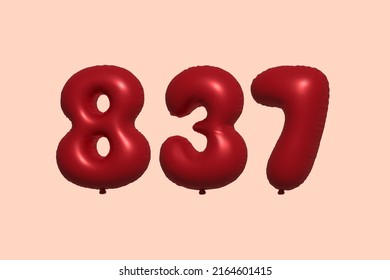 837 globo 3d con representación 3d de globo metálico realista. Globos 3D de helio rojo para la venta decoración Fiesta Cumpleaños, Celebración de Aniversario, Fiesta de la Boda. Ilustración del vector