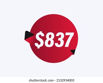 $837 USD sticker vector illustration