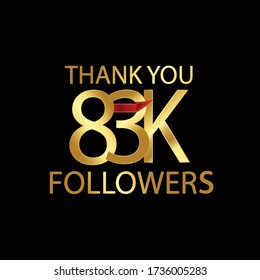 83K, 83.000 Follower celebration logotype. anniversary logo with gold on black background for social media - Vector