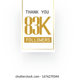 83K, 83.000 Followers celebration logotype. isolated on white background for social media - Vector