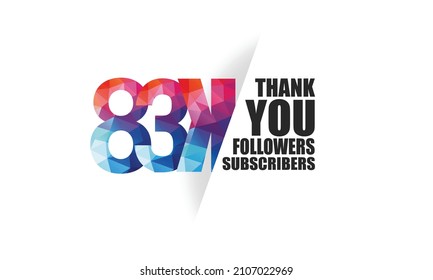 83K, 83.000 Follower, Abonnenten-Design für das Internet, soziale Medien, Jubiläum und Feierlichkeiten-Vektor